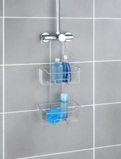 WENKO Doucherek Milo 2-laags 25x55cm RVS Glanzend - Doucherek Zonder Boren - Doucherek Hangend -Badkamer Wijs 914x1200