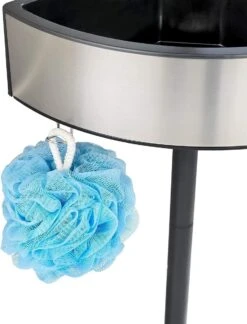 WENKO Telescopisch Doucherek Big Black 3-laags Met Spiegel Zilver/zwart - Bevestigen Zonder Boren -Badkamer Wijs 915x1200