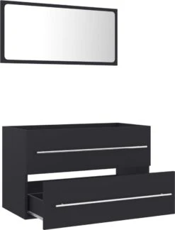 Prolenta Premium - 2-delige Badkamermeubelset Spaanplaat Grijs -Badkamer Wijs 915x1200 6