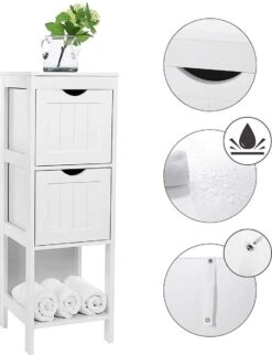 Staand Houten Badkamerkastje Met 2 Te Benutten Schuiflades - Vrijstaand Kastje Voor Badkamer Met Twee Lades - 30x30x89cm - Wit 14 Staand Houten Badkamerkastje Met 2 Te Benutten Schuiflades - Vrijstaand Kastje Voor Badkamer Met Twee Lades - 30x30x89cm - Wit -Badkamer Wijs 921x1200 1
