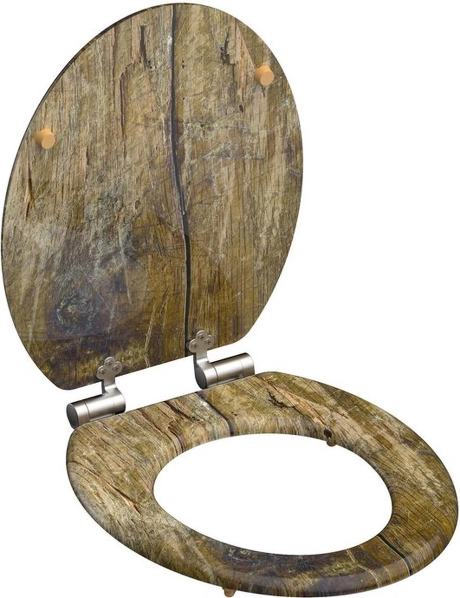 SCHÜTTE WC-Bril 80124 SOLID WOOD - MDF-Hout - Soft Close - Verchroomde Scharnieren - Decor - 3-zijdige Print 5 SCHÜTTE WC-Bril 80124 SOLID WOOD - MDF-Hout - Soft Close - Verchroomde Scharnieren - Decor - 3-zijdige Print - Afbeelding 3