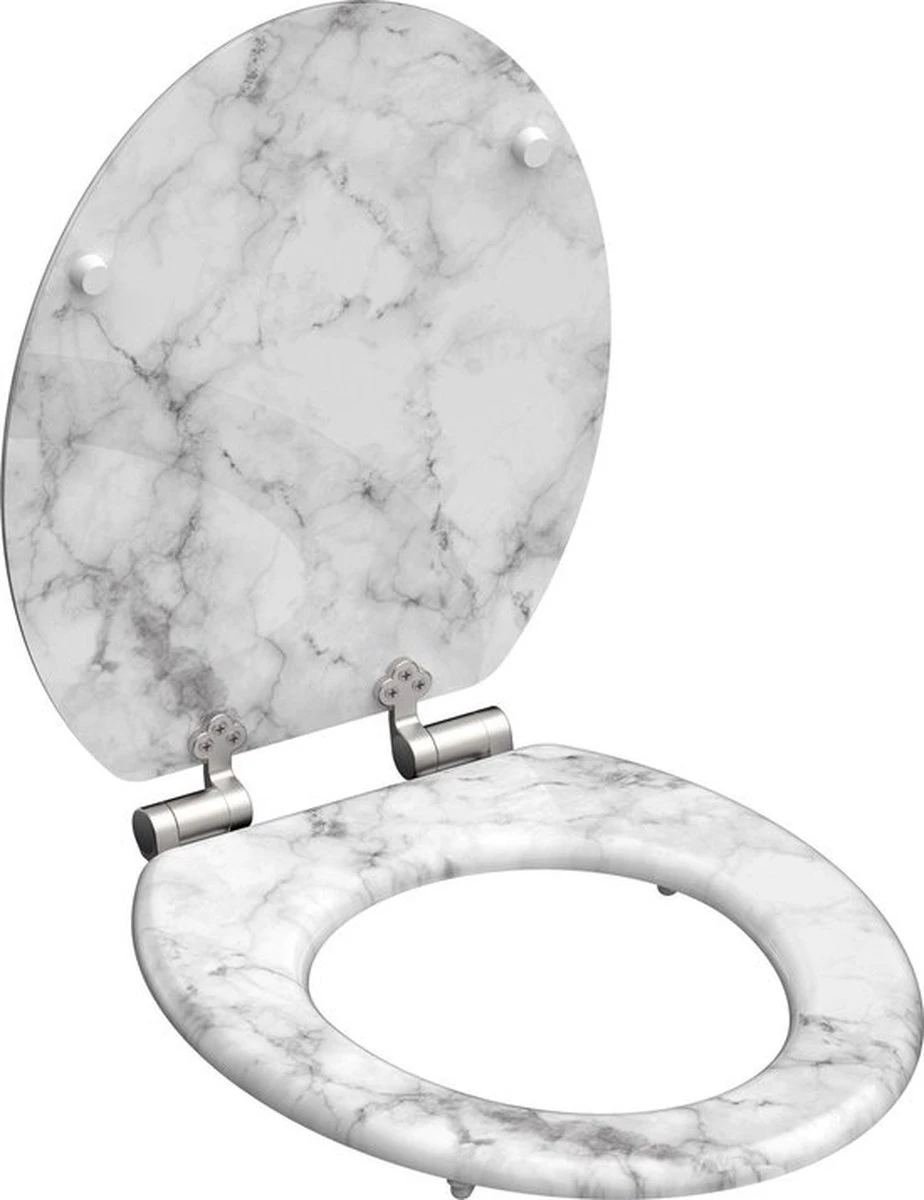 SCHÜTTE WC-Bril 80194 MARMOR STONE - MDF-Hout - Soft Close - Verchroomde Scharnieren - Decor - 3-zijdige Print 5 SCHÜTTE WC-Bril 80194 MARMOR STONE - MDF-Hout - Soft Close - Verchroomde Scharnieren - Decor - 3-zijdige Print - Afbeelding 3