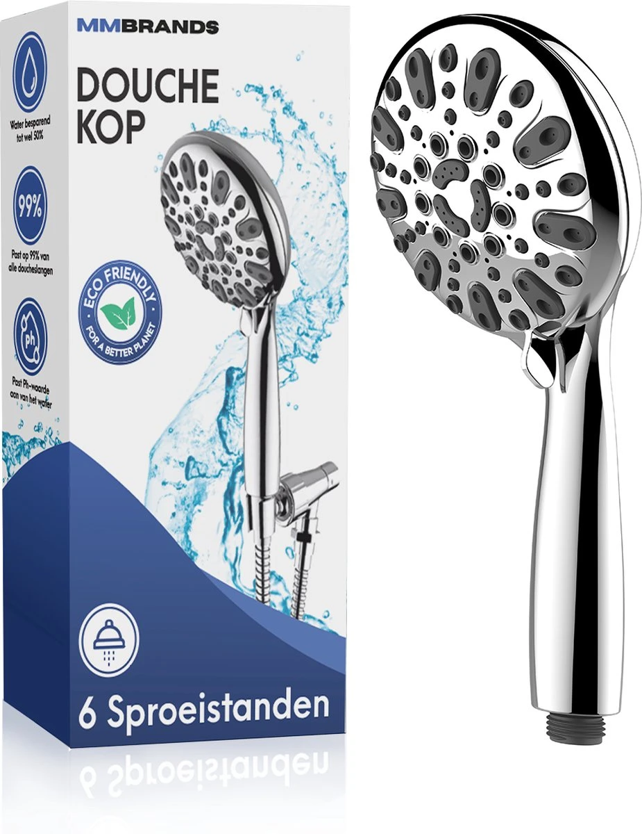 MM Brands Douchekop - Waterbesparend - Regendouche - 6 Standen - Chroom 3 MM Brands Douchekop - Waterbesparend - Regendouche - 6 Standen - Chroom