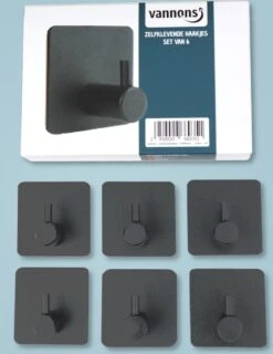 Vannons - Handdoekhaakjes - Zelfklevende Haakjes - Set Van 6 Haakjes - RVS - Zwart 18 Vannons - Handdoekhaakjes - Zelfklevende Haakjes - Set Van 6 Haakjes - RVS - Zwart -Badkamer Wijs 927x1200 1
