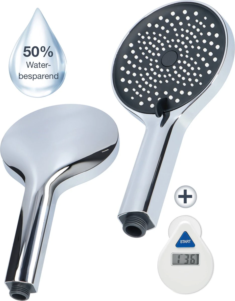 MaatWorkz - Waterbesparende Douchekop + Douchetimer - Handdouche - Hoge Druk - Luxe Design - Regendouche - ø 13 CM - 3 Standen - Chrome 3 MaatWorkz - Waterbesparende Douchekop + Douchetimer - Handdouche - Hoge Druk - Luxe Design - Regendouche - ø 13 CM - 3 Standen - Chrome