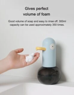 MUID Duck- Automatische Zeepdispenser - Handwas Schuimzeepdispenser Voor Kinderen - Zeeppompje-Oplaadbaar-Foam Technologie- Touchless Infrarood Sensor-Lichtblauw - 400ml - 10.35cm*11.5cm*19.5cm -Badkamer Wijs 940x1200