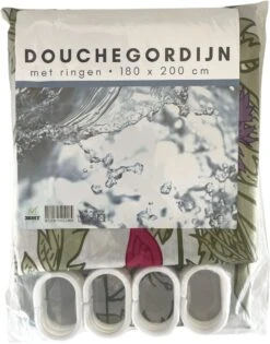 3BMT Douchegordijn Design - Bloemen - 180 X 200 Cm - Met Ringen -Badkamer Wijs 942x1200