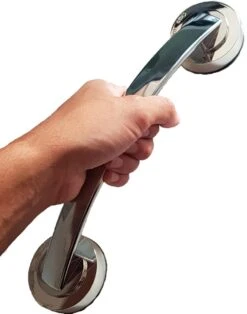Handgreep Met Zuignap - Deurgreep -Badkamer Handgreep Met Zuignap - Douche - Helping Hand Handvat - Kunstof - Zilver - Groot