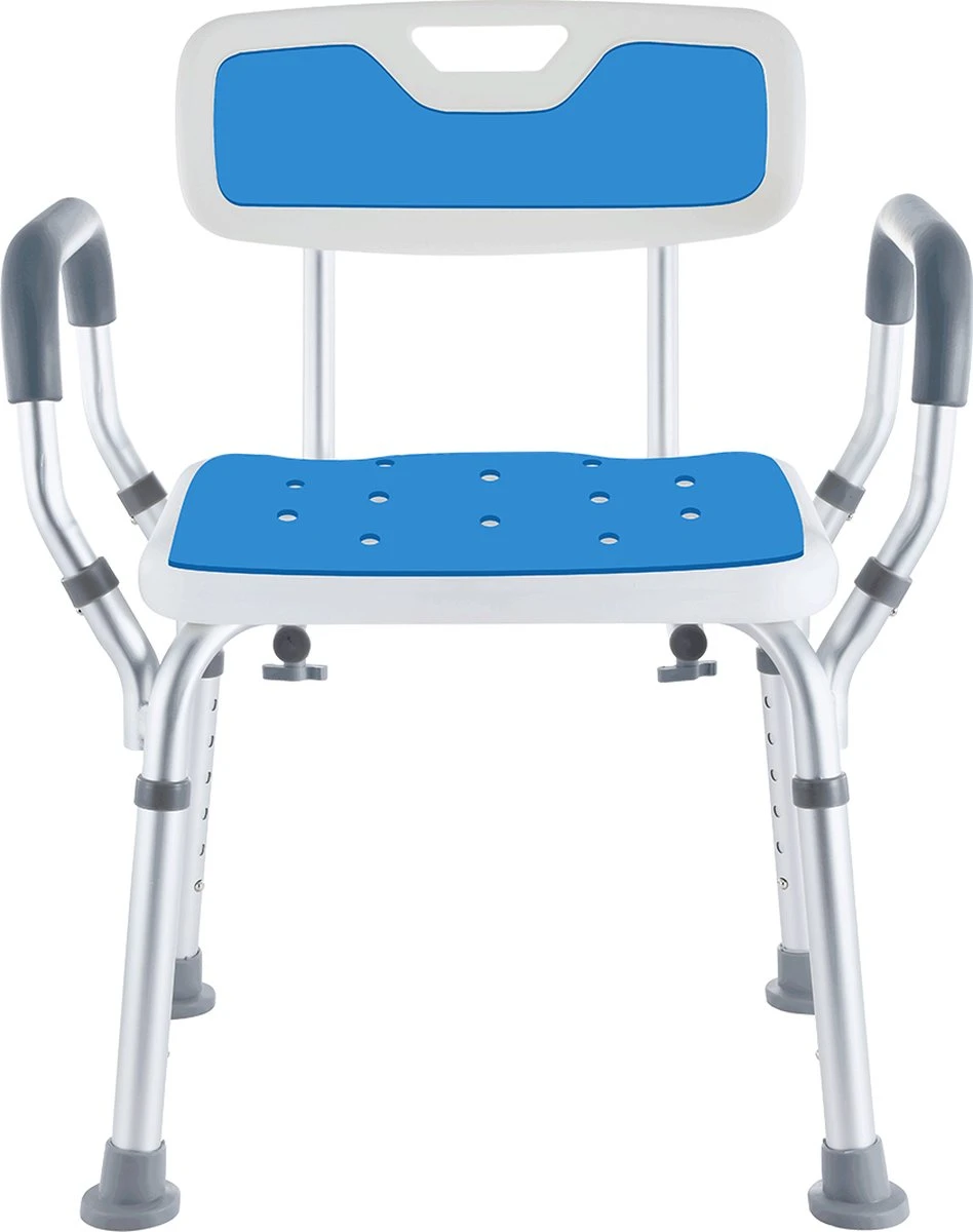Safe Age® Douchestoel Met Afneembare Rugleuning En Armleuning – Anti Slip - Verstelbare Hoogte - Douchekruk 3 Safe Age® Douchestoel Met Afneembare Rugleuning En Armleuning – Anti Slip - Verstelbare Hoogte - Douchekruk