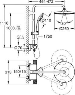 GROHE QuickFix Vitalio Joy 260 Regendouche - CoolTouch - Met Planchet - ø 26 Cm - Chroom -Badkamer Wijs 948x1200 8