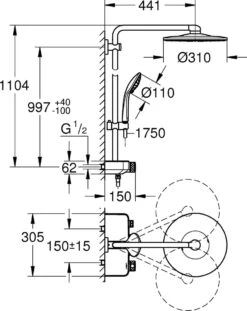 GROHE Euphoria SmartControl 310 Regendouche - CoolTouch - FastFixation - ø 31 Cm - Chroom -Badkamer Wijs 953x1200