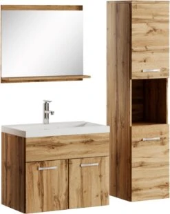 Badplaats Badkamermeubel Set Montreal 60 Cm X 35 Cm - Eiken - Badmeubel Met Spiegel En Zijkast -Badkamer Wijs 955x1200 3