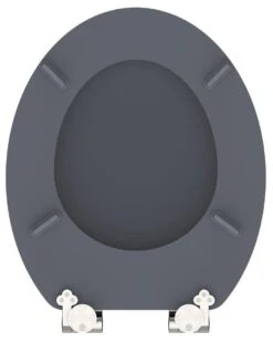 SCHÜTTE WC-Bril 80104 SPIRIT ANTHRAZIT - MDF-Hout - Soft Close - Verchroomde Scharnieren - Gelakt - Gesatineerd Antraciet -Badkamer Wijs 959x1200