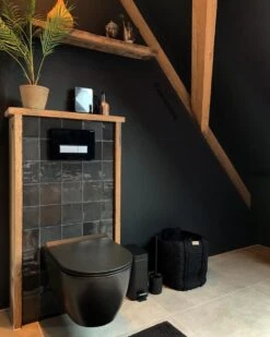 Rimless Hangtoilet - Zwart - Slimline Softclose - Quick Release Zitting -Badkamer Wijs 959x1200 9