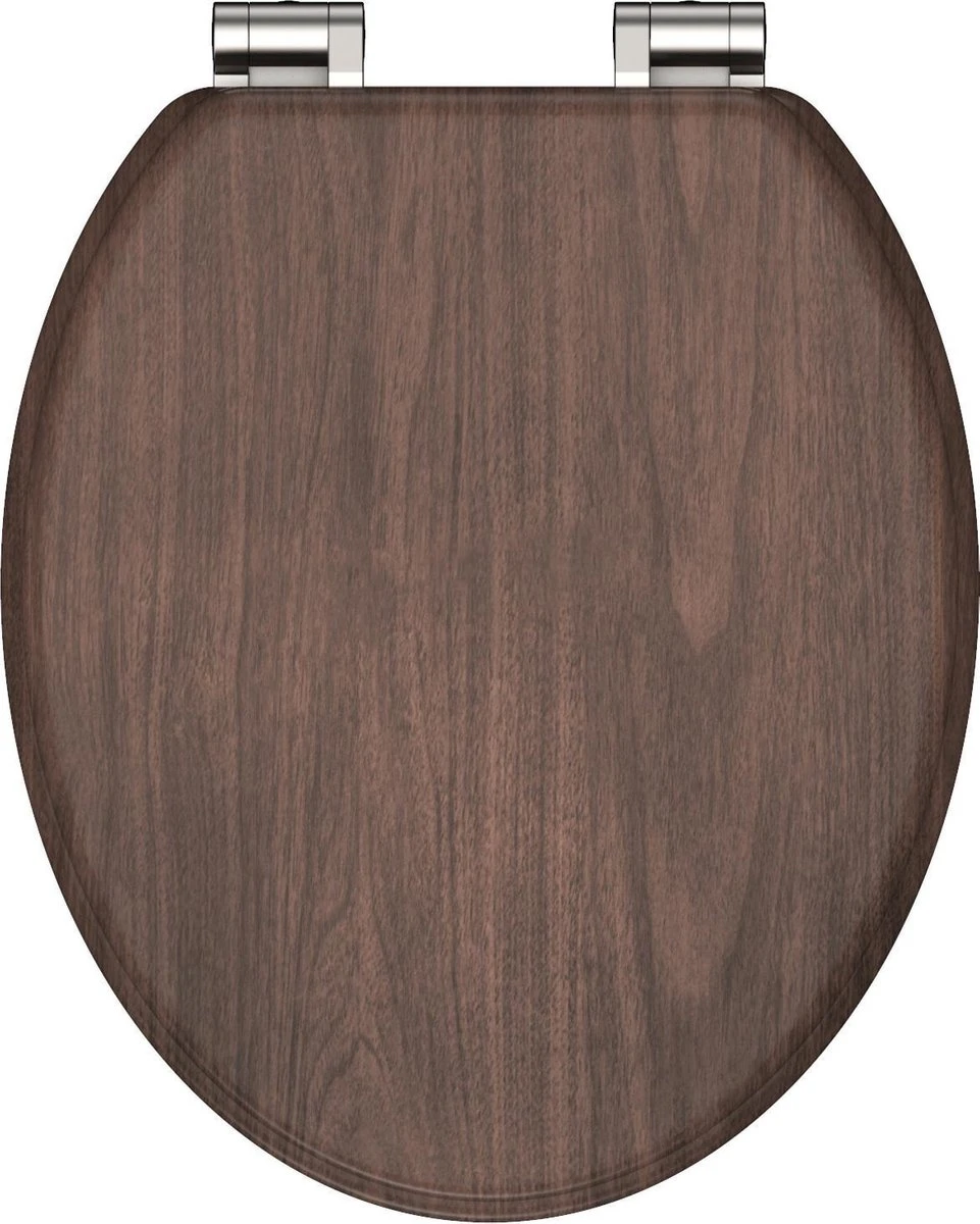 SCHÜTTE WC-Bril 80193 DARK WOOD - MDF-Hout - Soft Close - Verchroomde Scharnieren - Decor - 3-zijdige Print 3 SCHÜTTE WC-Bril 80193 DARK WOOD - MDF-Hout - Soft Close - Verchroomde Scharnieren - Decor - 3-zijdige Print