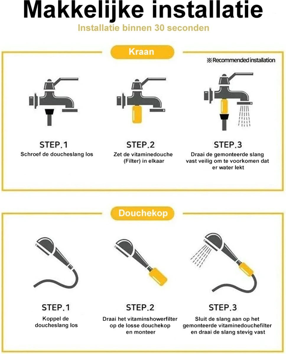 Imperatoris | Douchefilter- Waterfilter Voor Douchekop Met Geur - Shower Filter - Kraanfilter - Spa Gevoel - Lemon 6 Imperatoris | Douchefilter- Waterfilter Voor Douchekop Met Geur - Shower Filter - Kraanfilter - Spa Gevoel - Lemon - Afbeelding 4