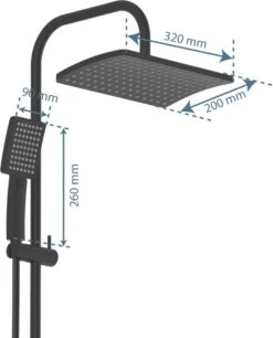 SCHÜTTE Mallorca Douchesysteem - Regendouche - 95 Cm Stang - Wandhouder In Hoogte Verstelbaar - Mat Zwart -Badkamer Wijs 968x1200