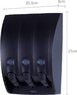 Aquathof, Zeepdispenser, Mat Zwart, 3 Kamer, 3 Reservoirs, 3x350ml, Hangend, Wandmontage -Badkamer Wijs 975x1200 2