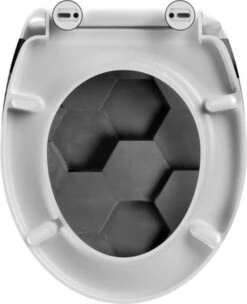 SCHÜTTE WC-Bril 82392 GREY HEXAGONS - Duroplast - Soft Close - Afklikbaar - RVS-Scharnieren - Decor - 3-zijdige Print -Badkamer Wijs 976x1200 9