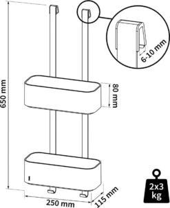 Tiger 2-Store - Ophangbaar Doucherek 25 Cm - Zwart -Badkamer Wijs 977x1200 4