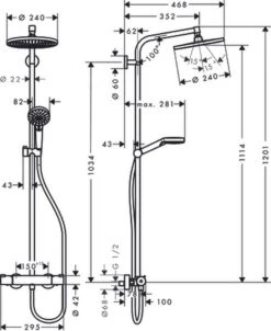 Hansgrohe Crometta S 240 Showerpipe - 1jet - Incl. Thermostaat - Chroom 34 Hansgrohe Crometta S 240 Showerpipe - 1jet - Incl. Thermostaat - Chroom -Badkamer Wijs 981x1200 5