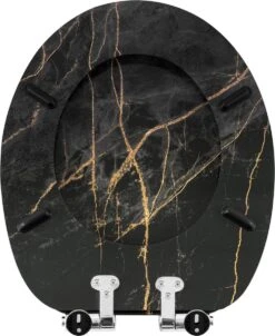 Kamyra® Toiletbril Met Softclose & Print - Toiletbrillen, WC Bril, Brillen, Toiletzitting - Zwart Marmer - 37.5x43.5 Cm -Badkamer Wijs 982x1200 6