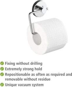 WENKO Vacuum-Loc Toiletrolhouder Milazzo Chroom - WC Rolhouder - Bevestigen Zonder Boren -Badkamer Wijs 986x1200
