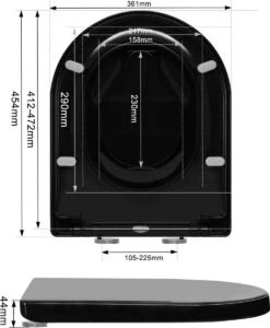 Kamyra® Antibacteriële Toiletbril Met Verkleiner & Softclose - Voor Volwassenen/Kinderen - Toiletbrillen, WC Bril, Brillen, Toiletzitting - D-Vorm - 45.4x36.1 Cm - Zwart -Badkamer Wijs 988x1200 6