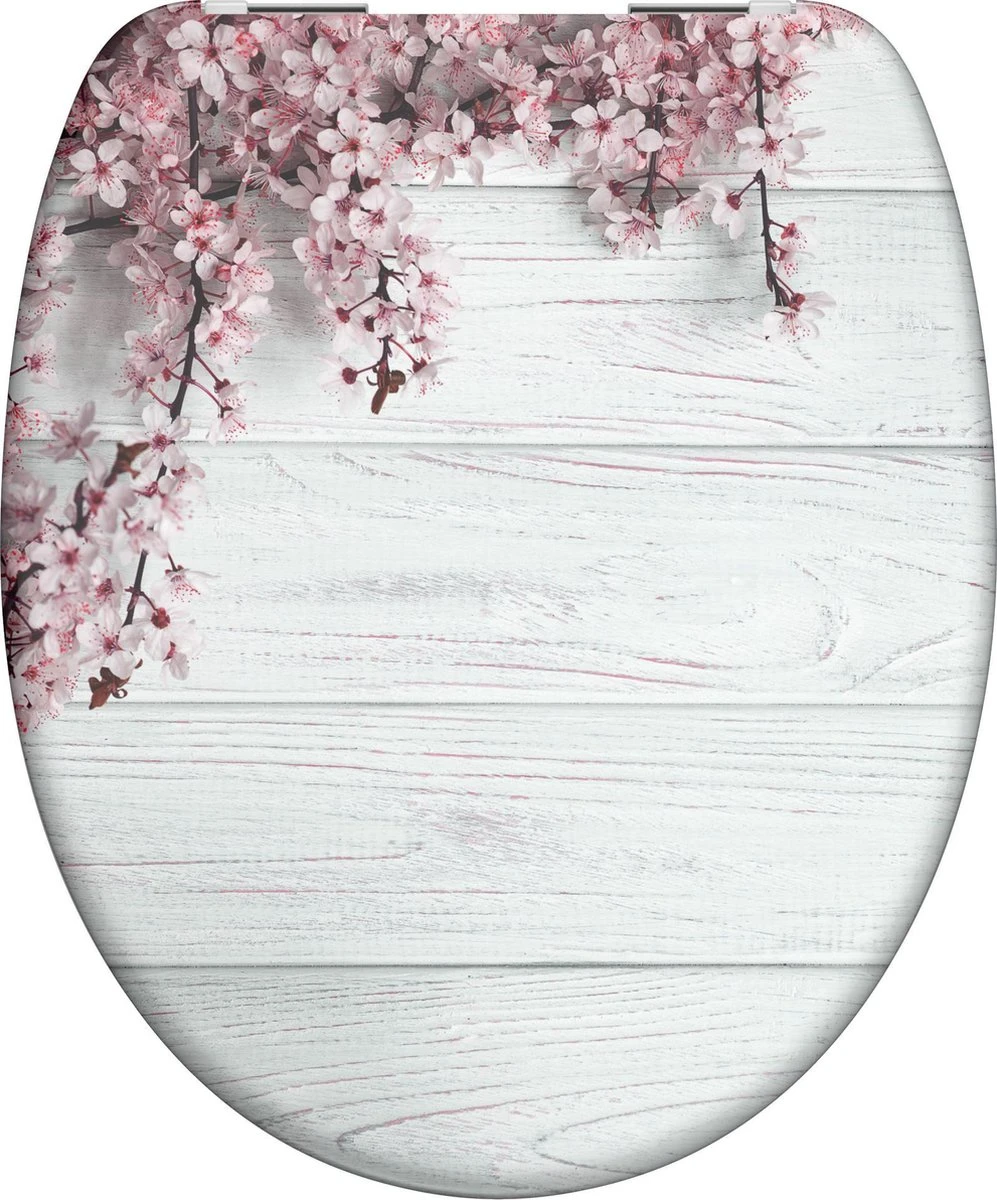 SCHÜTTE WC-Bril 82197 FLOWERS & WOOD - Duroplast - Soft Close - Verchroomde Scharnieren - Decor - 1-zijdige Print 3 SCHÜTTE WC-Bril 82197 FLOWERS & WOOD - Duroplast - Soft Close - Verchroomde Scharnieren - Decor - 1-zijdige Print