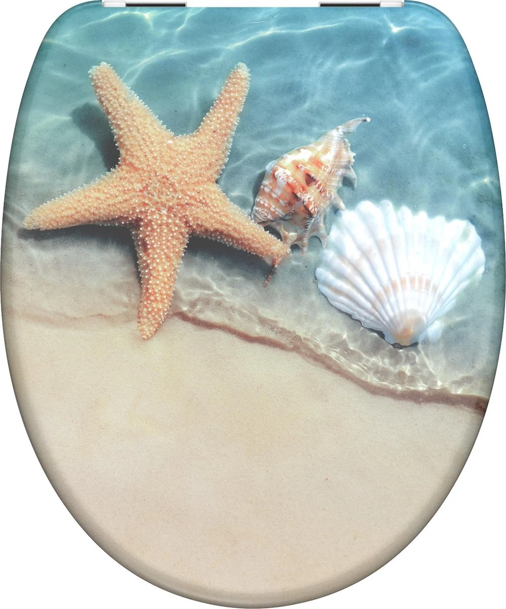 SCHÜTTE WC-Bril 82196 BEACH - Duroplast - Soft Close - Verchroomde Scharnieren - Decor - 1-zijdige Print 3 SCHÜTTE WC-Bril 82196 BEACH - Duroplast - Soft Close - Verchroomde Scharnieren - Decor - 1-zijdige Print
