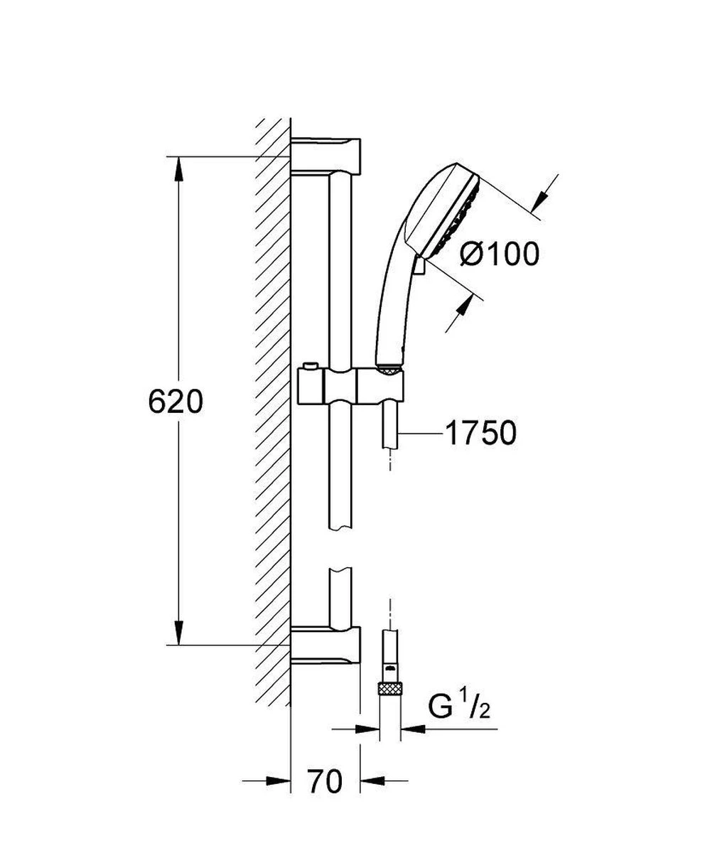 GROHE New Tempesta Cosmopolitan Doucheset 60cm - Handdouche ø 10 Cm - 4 Straalstanden 4 GROHE New Tempesta Cosmopolitan Doucheset 60cm - Handdouche ø 10 Cm - 4 Straalstanden - Afbeelding 2